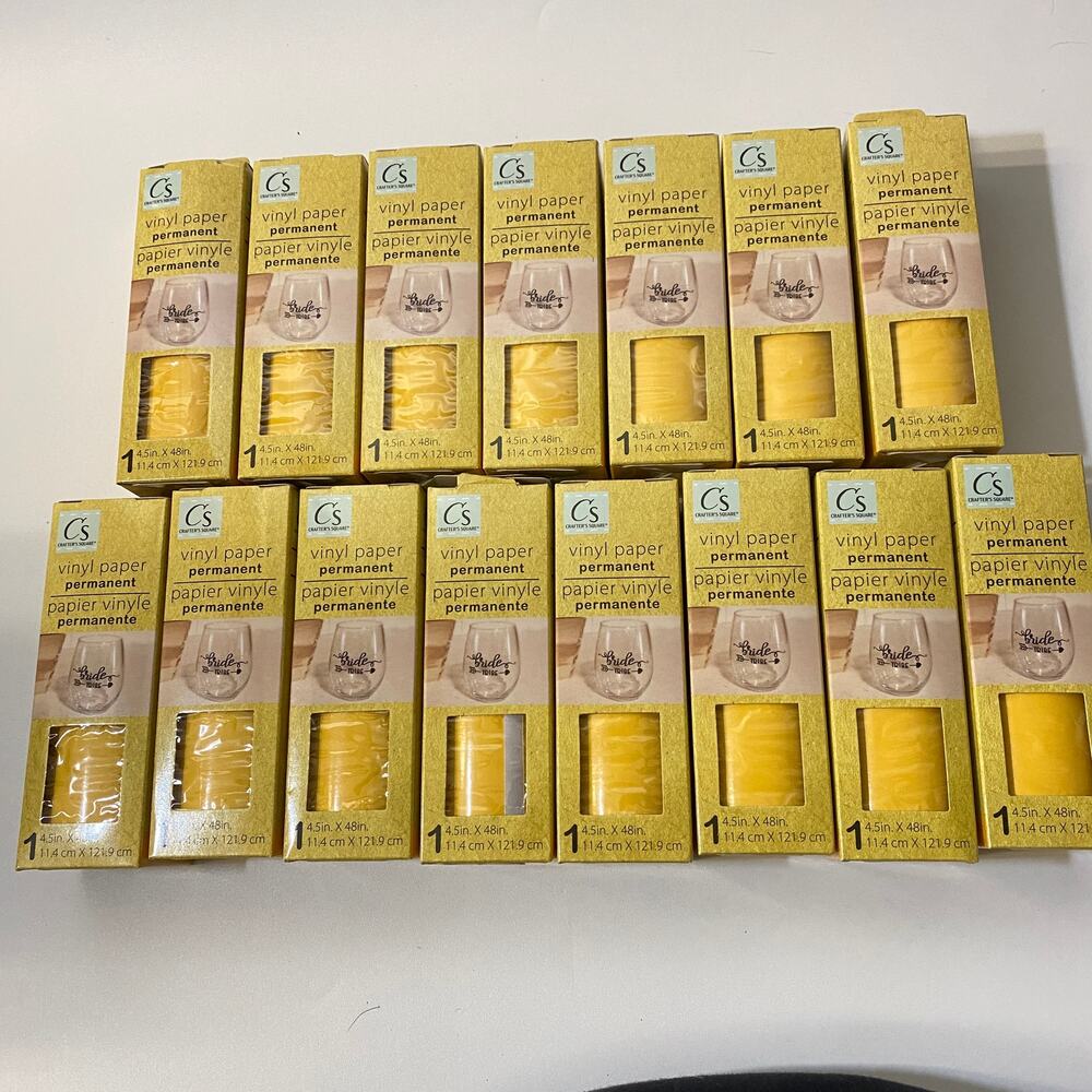 15 Yellow Glossy Crafter's Square Vinyl Paper Permanent 4.5in x 48in New